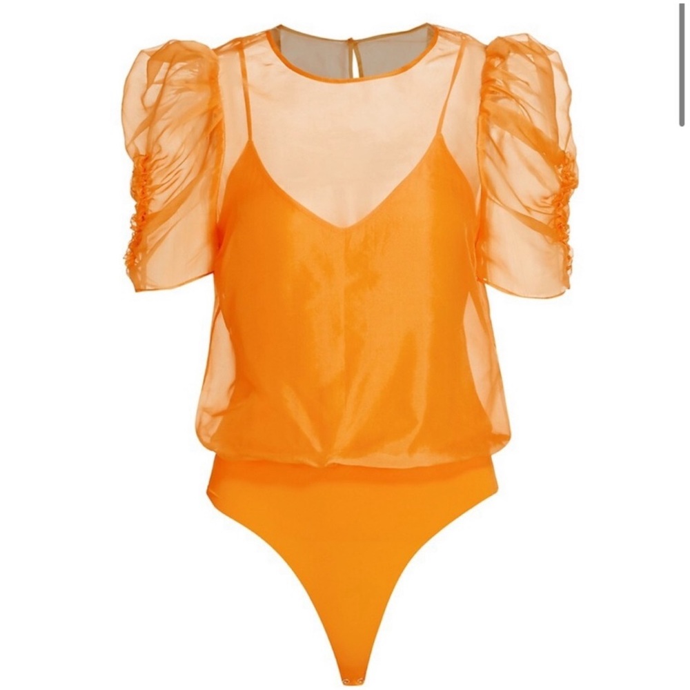 Bright orange body suit